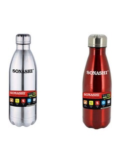 SONASHI 2-Piece Hot And Cold Vacuum Flask Set Silver/Red 2x0.75Liters  - Image 1