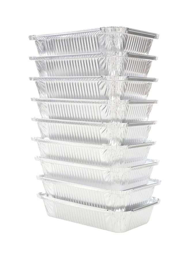 Hotpack 10-Piece Disposable Aluminium Foil Food Take Away Container Silver 197x124x46mm - Image 2