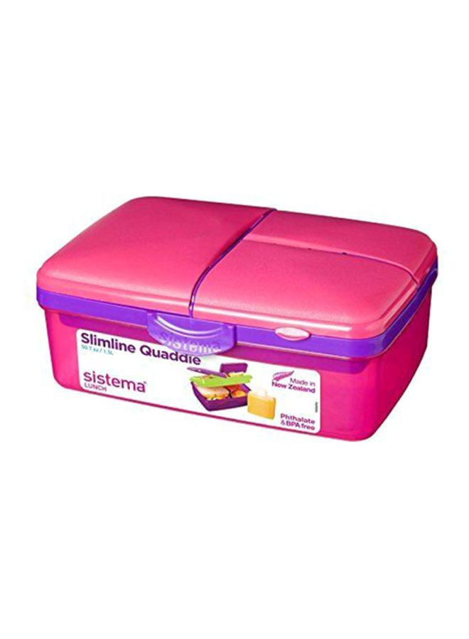 sistema - Slimline Quaddie Lunch Box Pink 23x16.2x9.6cm - Image 1