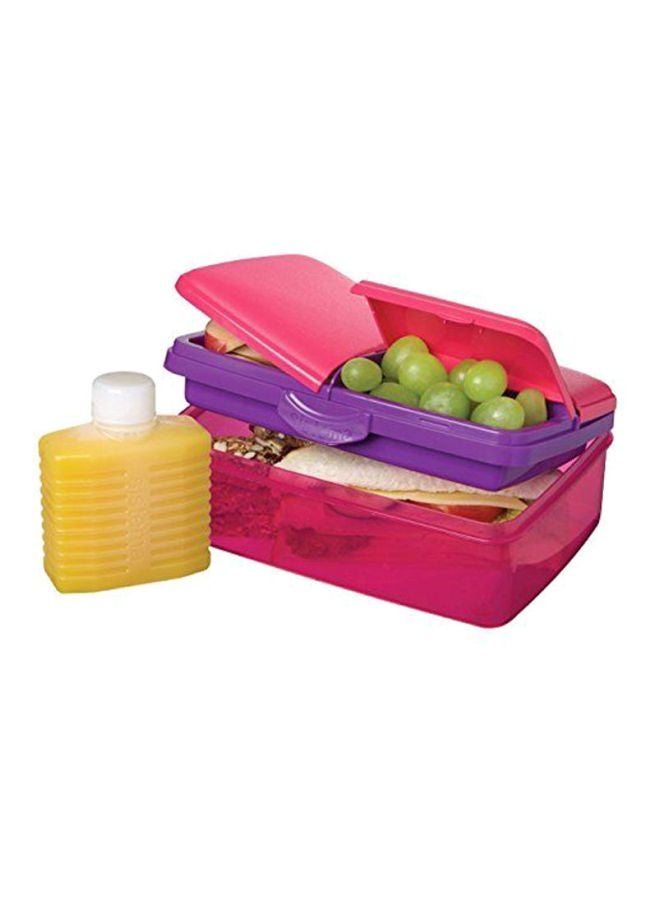 sistema - Slimline Quaddie Lunch Box Pink 23x16.2x9.6cm - Image 1
