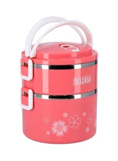 DELCASA Two Layer Lunch Box Pink/White/Silver  - Image 2