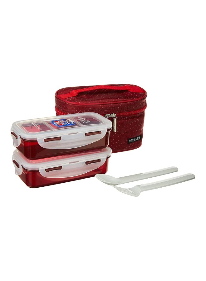 LocknLock 5-Piece Airtight Lunch Box Set Red/Clear - Image 1
