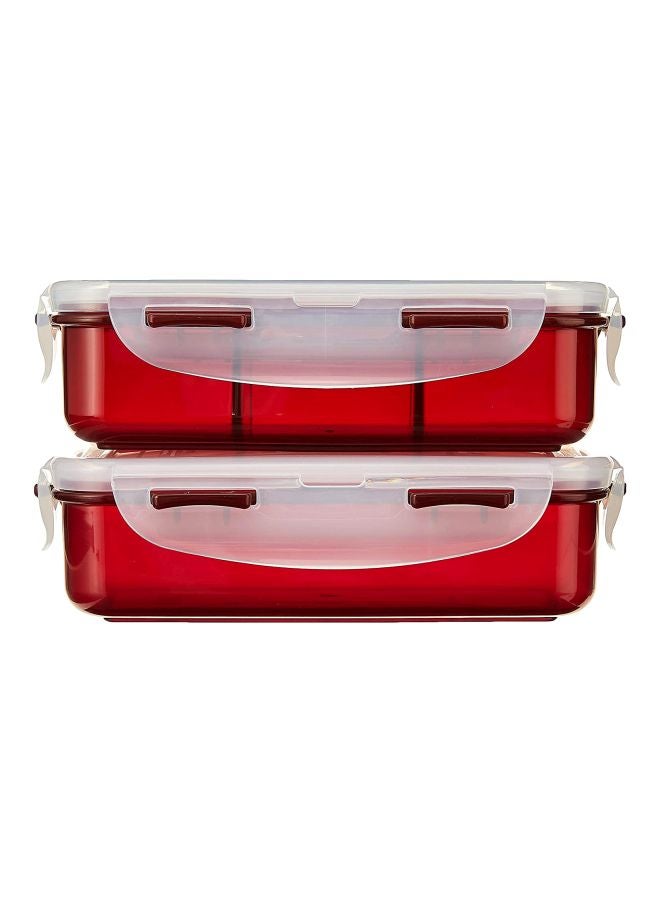 LocknLock 5-Piece Airtight Lunch Box Set Red/Clear - Image 5