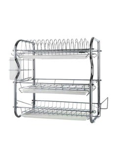 Decdeal 3-Tiered Dish Rack Silver 47x26.5x17cm  - Image 1