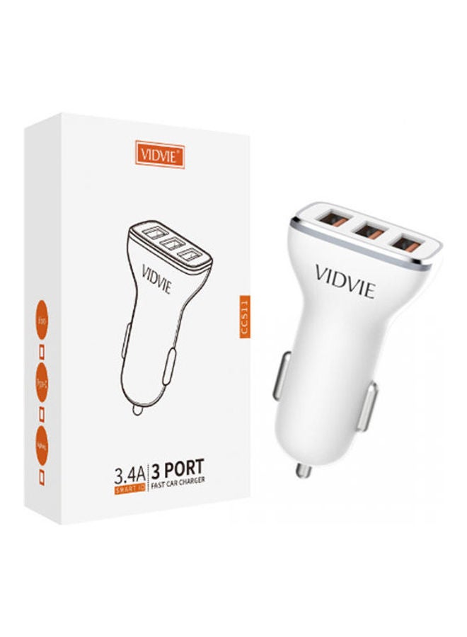 فيدفي شاحن سيارة سريع بتيار 3.4 أمبير مع كابل أبيض