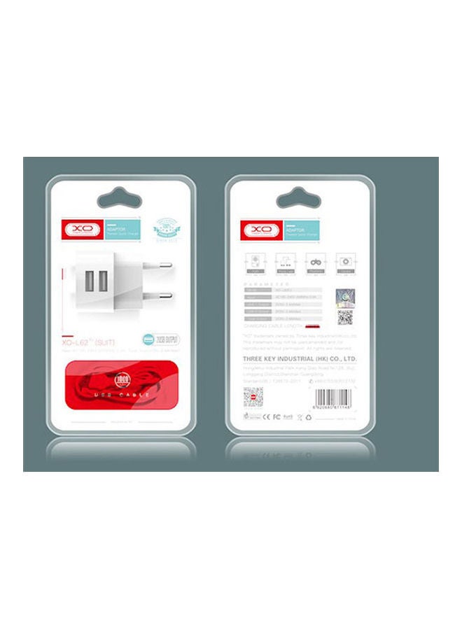 Wall Charger L62 2Usb 2,4A With Cable White