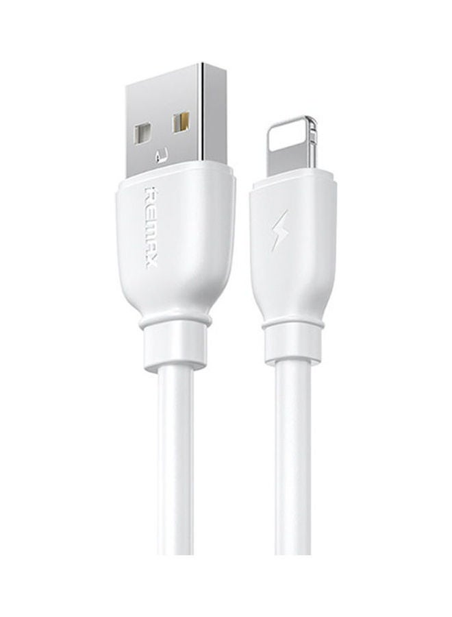 REMAX - Usb Cable - 8 Pin Rc-138 Suji Pro, 1.0M, Round, 2.1A, Silicone White - Image 1