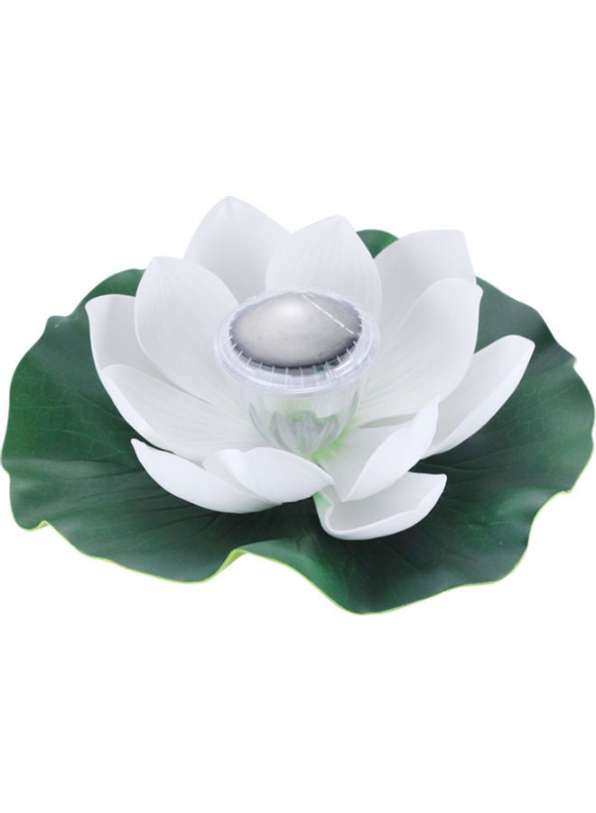 Generic Solar Powered LED Lotus Light White/Green 