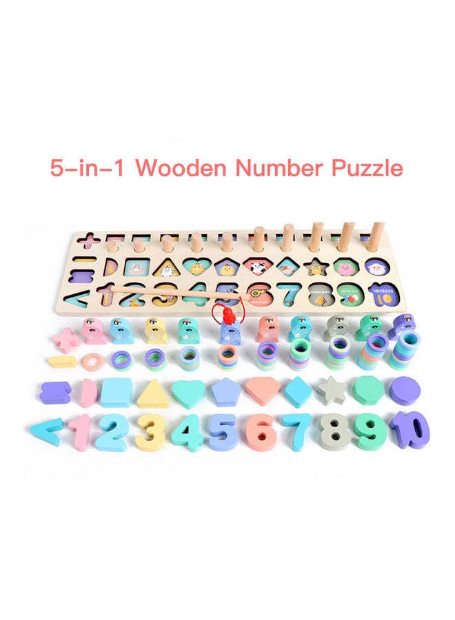 5-In-1 Wooden Number Puzzle Logarithmic Board  - Image 3