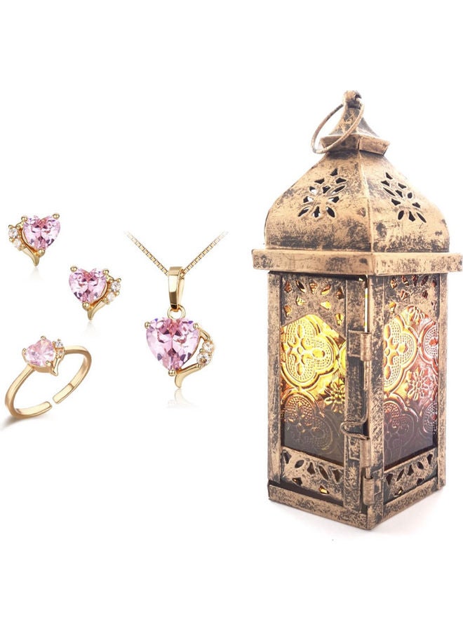 Miracle Empire Moroccan Candle Holder Set Gold 15cm  - Image 2