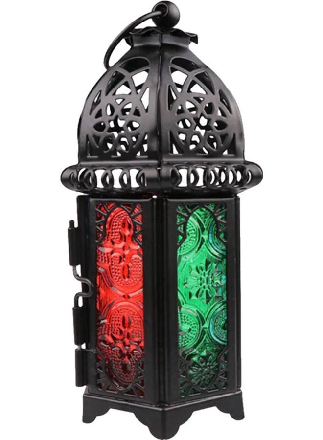 Miracle Empire Moroccan Candle Holder Black/Red/Green 15cm  - Image 1