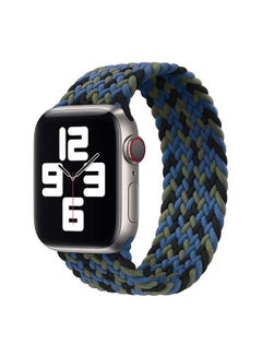 D'VOGUE Braided Solo Loop Sports Strap Elastic Bands Compatible For iWatch Series 6/SE/5/4/3/2 Blue Camo  - Image 1