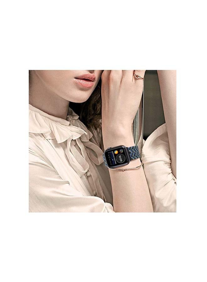 D'VOGUE Braided Solo Loop Sports Strap Elastic Bands Compatible For iWatch Series 6/SE/5/4/3/2 Blue Camo - Image 5