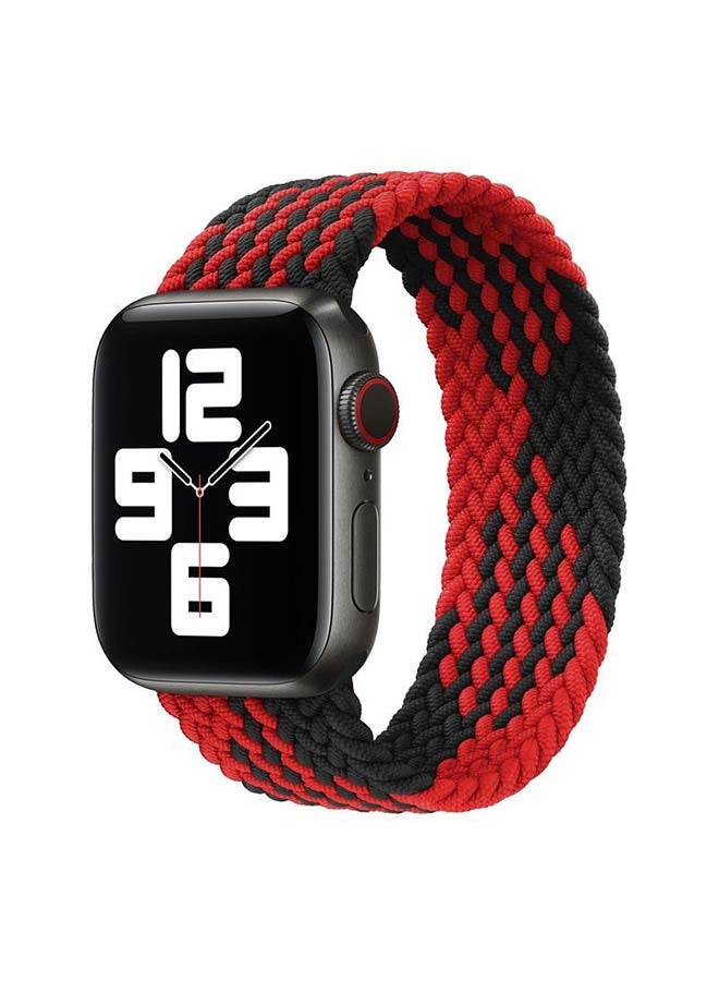 D'VOGUE Braided Solo Loop Sports Bands Compatible For iWatch Series 6/SE/5/4/3/2 Red Black Stripe - Image 1