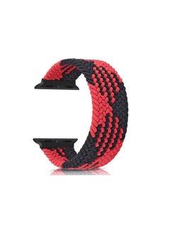D'VOGUE Braided Solo Loop Sports Bands Compatible For iWatch Series 6/SE/5/4/3/2 Red Black Stripe  - Image 2