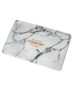 2 Pieces Diatom Mud Bathroom Comfort Marble Design Foot Mat White 60x39cm