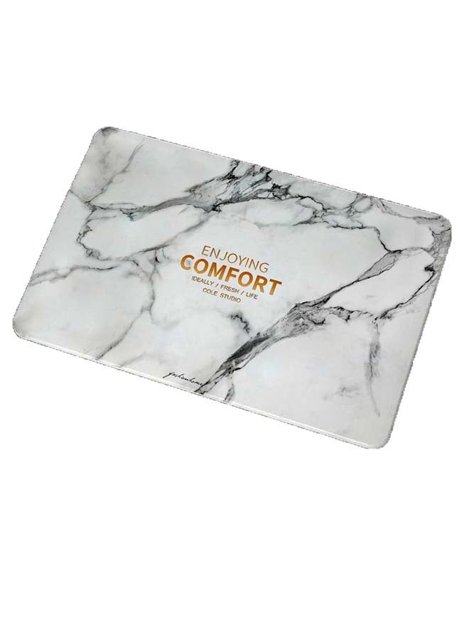 fashionhome - 2 Pieces Diatom Mud Bathroom Comfort Marble Design Foot Mat White 60x39cm - Image 1