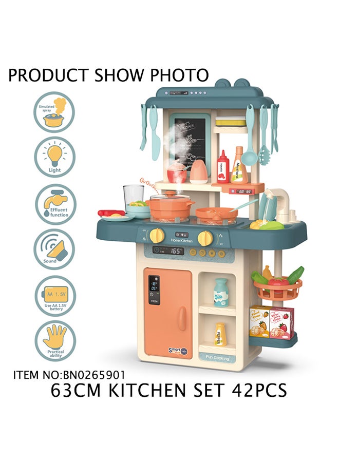 FAMILY CENTER - 42-Piece Fashion Pretend Beautiful Kitchen Play Set Toy With Light And Sound - Image 1