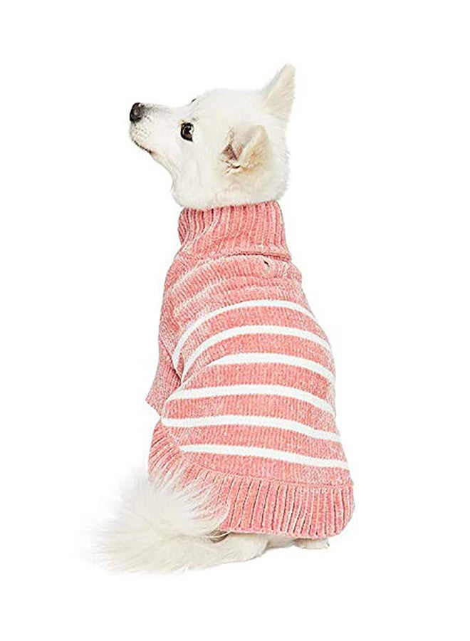 Blueberry Pet Classy Striped Dog Sweater In Dusty Rose Red 14inch  - Image 1