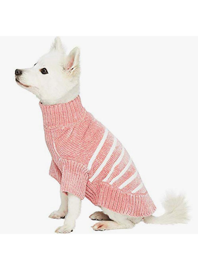Blueberry Pet Classy Striped Dog Sweater In Dusty Rose Red 14inch  - Image 2