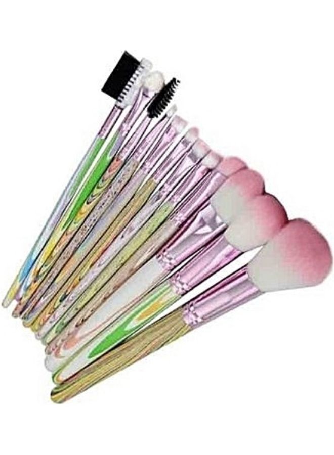 12-Piece Soft Synthetic Hair Makeup Brush Set Multicolour - Image 2
