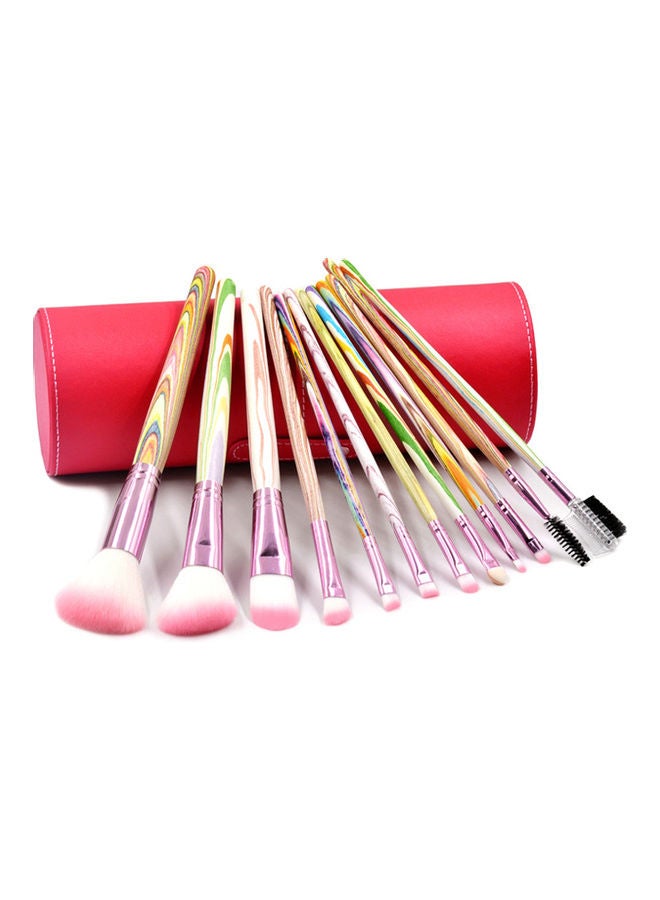 12-Piece Soft Synthetic Hair Makeup Brush Set Multicolour - Image 3