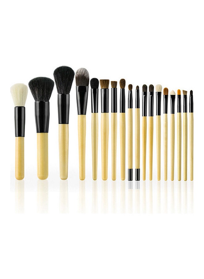 18-Piece Soft Synthetic Hair Makeup Brush Set Beige/Black - Image 1