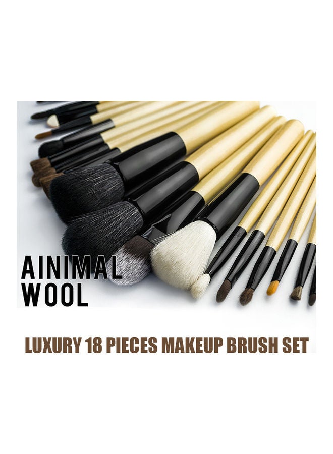 18-Piece Soft Synthetic Hair Makeup Brush Set Beige/Black - Image 3