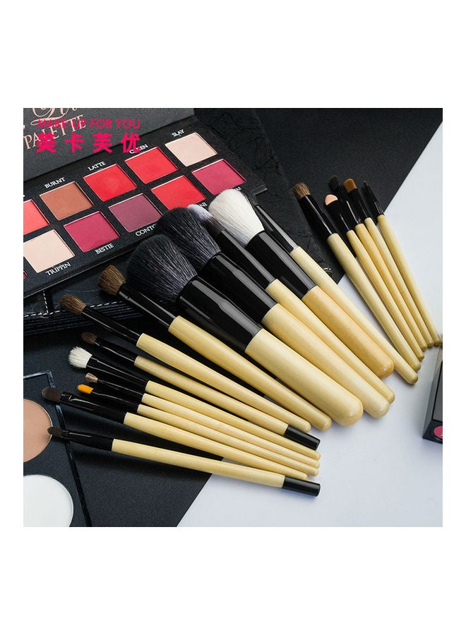 18-Piece Soft Synthetic Hair Makeup Brush Set Beige/Black - Image 2