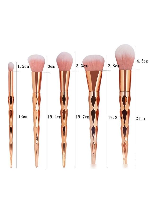 11-Piece Soft Hair Makeup Brush Set Golden/Pink - Image 2