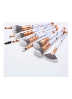 11-Piece Marble Makeup Brush Set with Synthetic Hair Multicolour