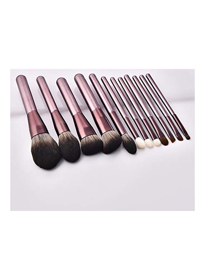 12-Piece Makeup Brush Set with Synthetic Hair Pink - Image 1