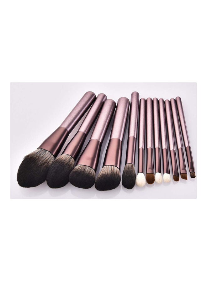 12-Piece Makeup Brush Set with Synthetic Hair Pink - Image 2