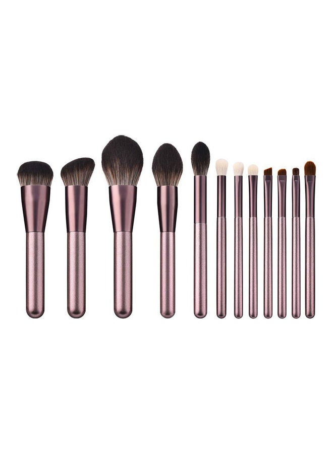 12-Piece Makeup Brush Set with Synthetic Hair Pink - Image 3