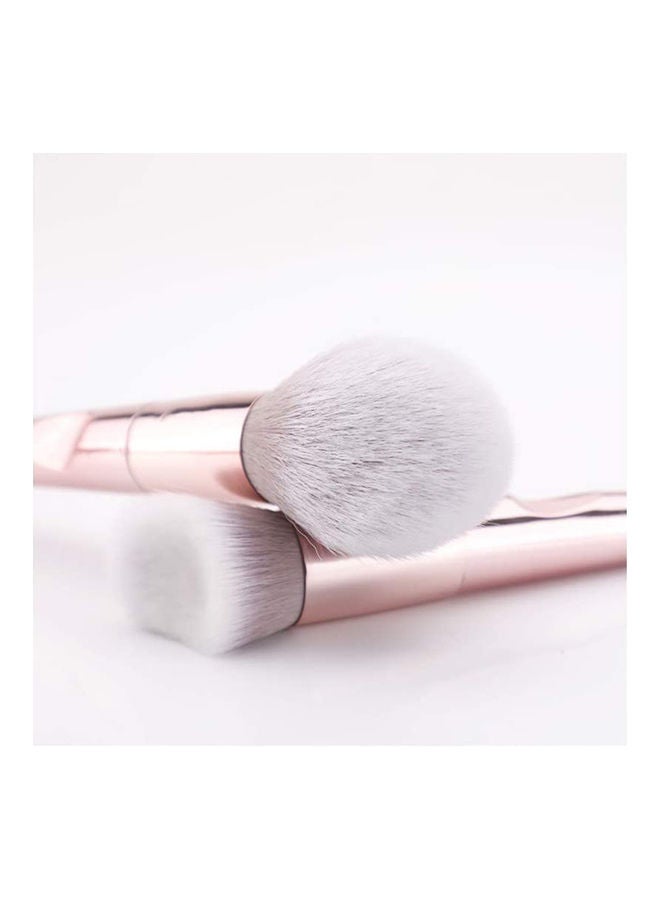 O Ozone 10-Piece Makeup Brush Set with PU Pouch Pink/Grey - Image 2