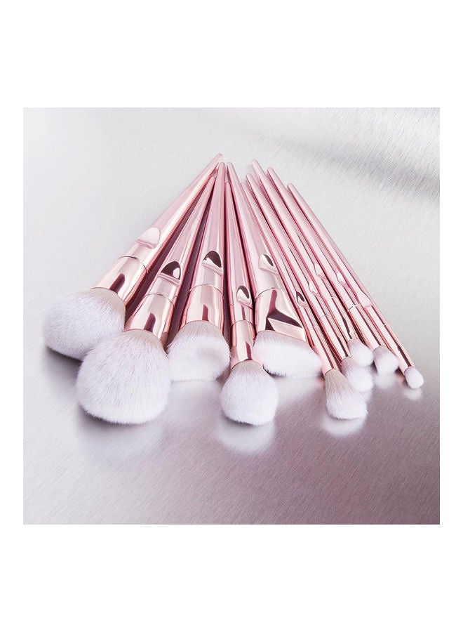 O Ozone 10-Piece Makeup Brush Set with PU Pouch Pink/Grey - Image 5