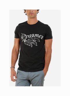Generic Printed T-Shirt Round Neck Cotton With Short Sleeve For Men Black/White 