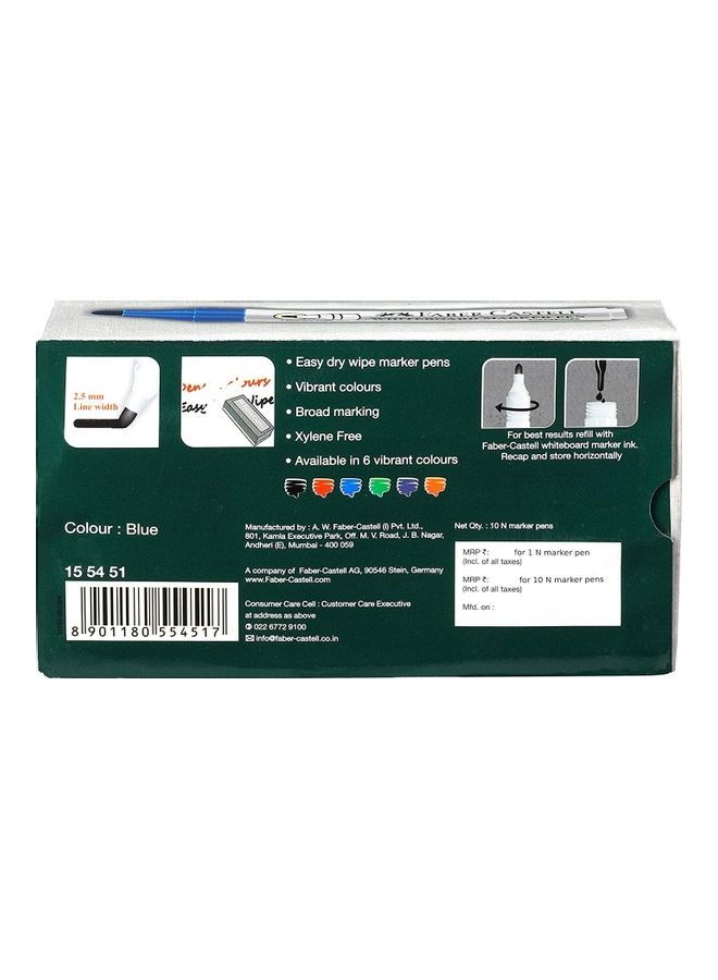 FABER-CASTELL Pack Of 10 Whiteboard Marker Blue - Image 2