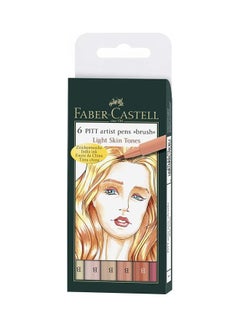 Pack Of 6 Pitt Artist Skin Tone Colour Pen Multicolour