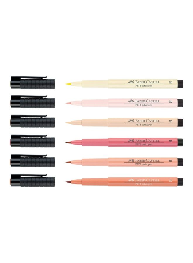 FABER-CASTELL - Pack Of 6 Pitt Artist Skin Tone Colour Pen Multicolour - Image 1