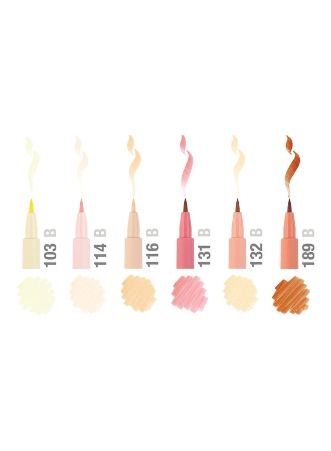 FABER-CASTELL - Pack Of 6 Pitt Artist Skin Tone Colour Pen Multicolour - Image 1