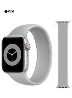 INEIX Solo Loop Stretchable Silicone Replacement Strap For Apple Watch 38/40 mm (150 Length) Light Grey  - Image 1