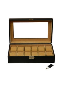 unisex Laveri Genuine Leather Desiger 15 Watch Box With Glass Top