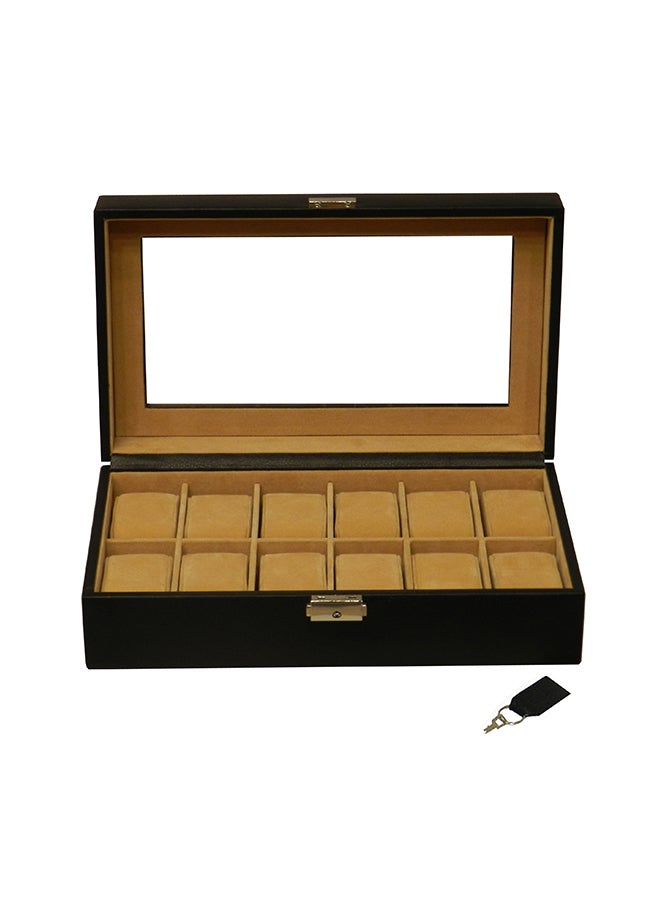LAVERI LEATHER - unisex Laveri Genuine Leather Desiger 15 Watch Box With Glass Top - Image 1