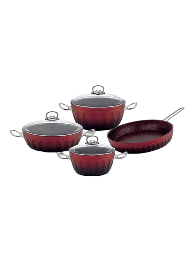 Hascevher - 7-Piece Aluminium Lotus Cooking Set Red 52x34x14cm - Image 1