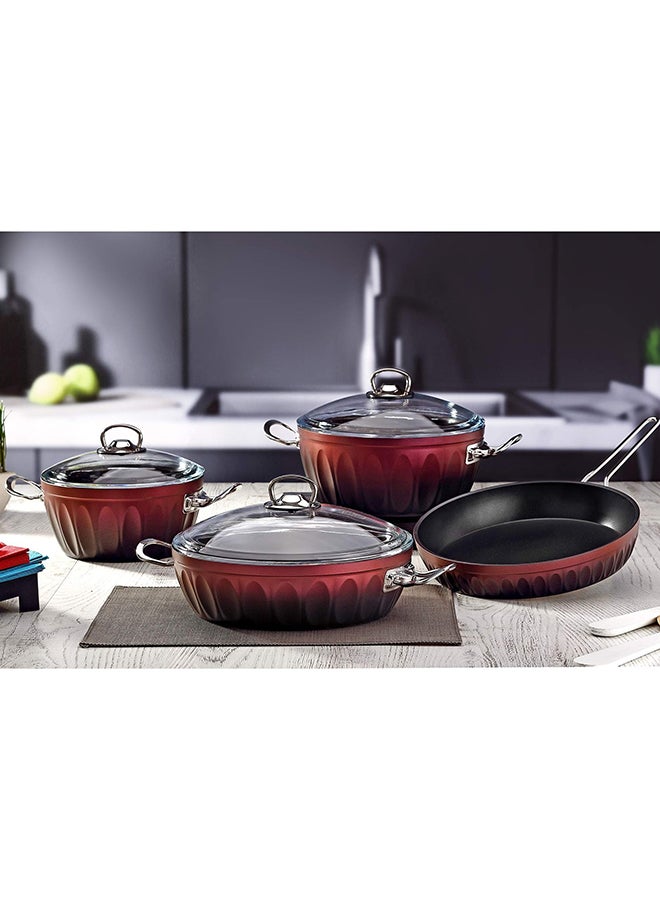 Hascevher - 7-Piece Aluminium Lotus Cooking Set Red 52x34x14cm - Image 1