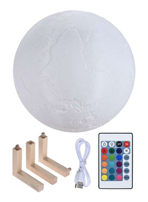 3D Colour Changing Moon LED Table Lamp White/Biege 20cm