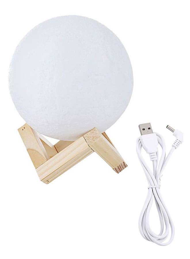 بيوينتي مصباح LED على شكل قمر ثلاثي الأبعاد مزود بمنفذ USB مع حامل وكابل أبيض/بيج 16سم - Image 1