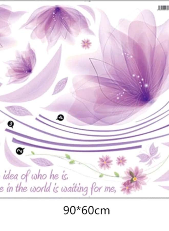 بيوينتي ملصق جداري لغرفة المعيشة بتصميم زهور أرجواني 60 x 90سم - Image 2