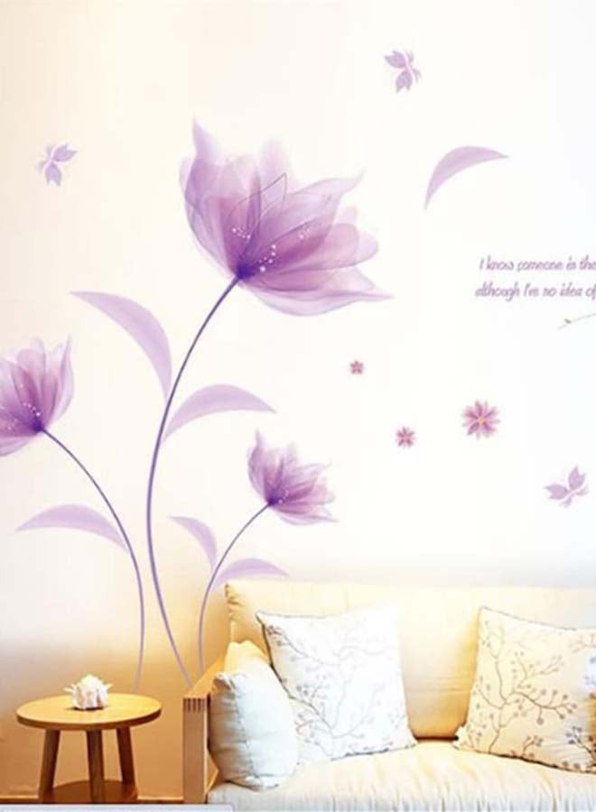 بيوينتي ملصق جداري لغرفة المعيشة بتصميم زهور أرجواني 60 x 90سم - Image 3